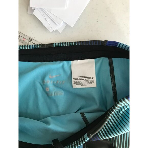 Nike Dri-Fit womens running Leggings Size Large Blue  Pattern Compression Pants - Picture 3 of 13